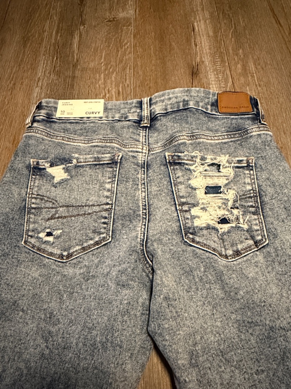 American Eagle Outfitters Distressed Light Blue Curvy Jeggings